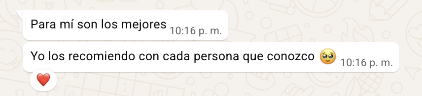 Testimonio de cliente vía WhatsApp